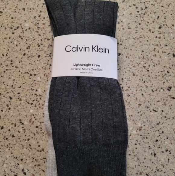 Calvin Klein Mens 4 Pairs Ribbed Lightweight Crew Trouser Dress Socks OSFM NWT - Picture 2 of 6